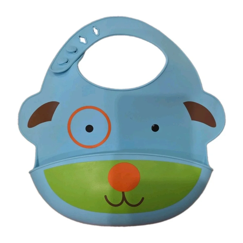 Zoo Fold & Go Silicone Bib And Busy Baby Silicone Placemat Orange Blue Toddler
